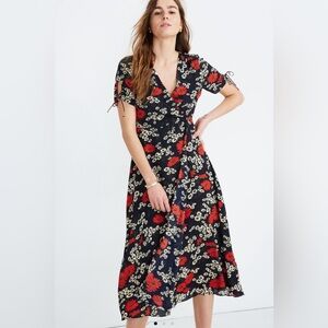 Madewell Peekaboo-Sleeve Midi Dress in Hillside Daisies Floral Size 4